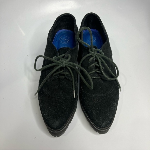 Jeffrey Campbell Havanas last KIDDO black suede block heel Oxford shoes size 7.5 - Picture 3 of 12